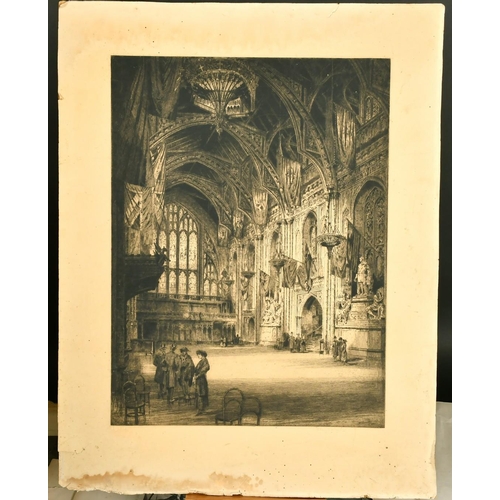 55 - A folder of prints, some by Hogarth, mostly portraits and figural, sizes from 9.5