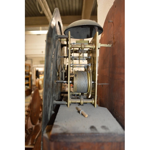 344 - A 19th century mahogany longcase clock with circular brass dial.