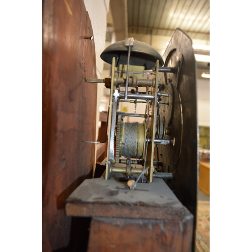 344 - A 19th century mahogany longcase clock with circular brass dial.