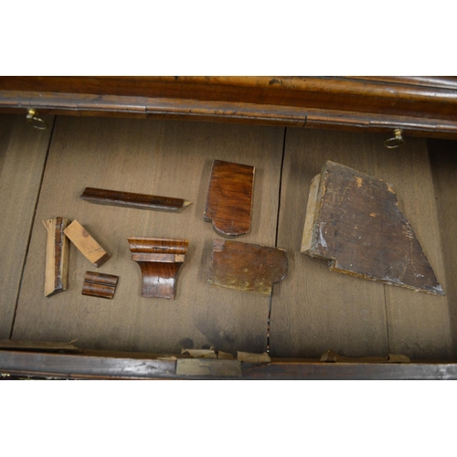 367 - An 18th century walnut chest on chest with moulded cornice, three small drawers above three graduate... 