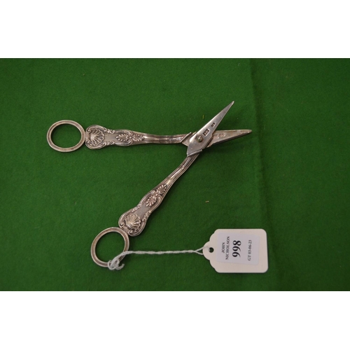 998 - A pair of silver grape scissors.