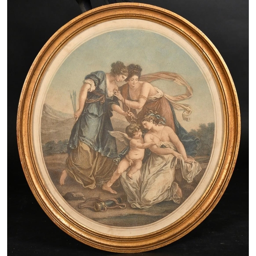 1 - Bartolozzi after Kauffman, female figures with a putti, a pair of colour engravings, each 12.5