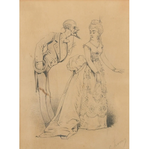 122 - Amedee Charles Henry Cham (1819-1879), 'Un Monsieur Galant', pencil, signed, 10.5