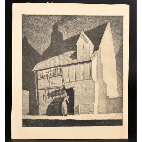 15 - Leslie Moffat Ward (1888-1978), a street scene with figures and cats, lithograph, 12