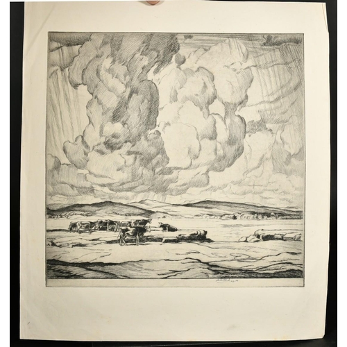 16 - Leslie Moffat Ward (1888-1978), 'Storm Clouds on a Lakeland River', etching, signed in pencil, 11