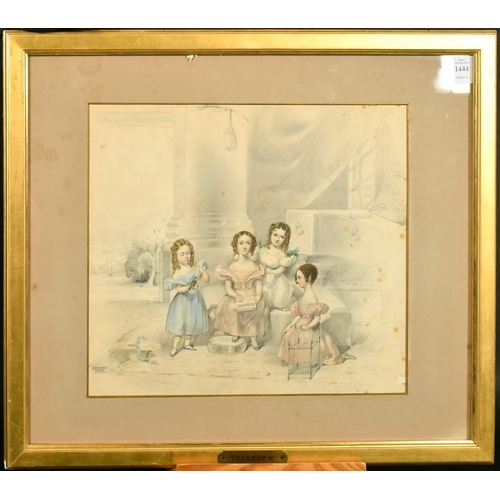 175 - R. Thorburn 19th Century, A study of The Hay children, watercolour, signed and dated 1835, inscripti... 