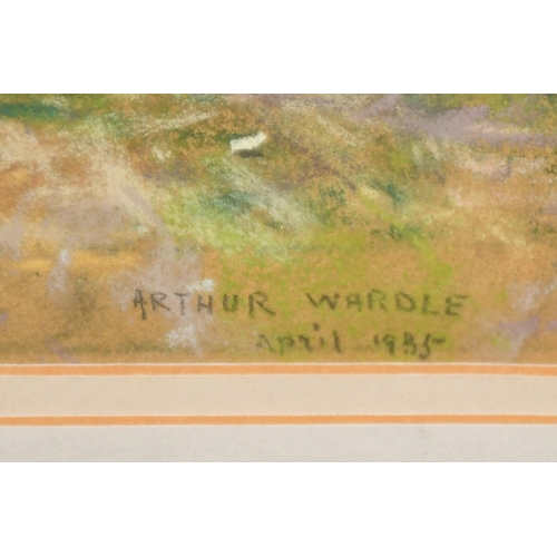182 - Arthur Wardle (1864-1949) British, a hillside pathway, pastel, signed and inscribed, 'April 1935', 8... 
