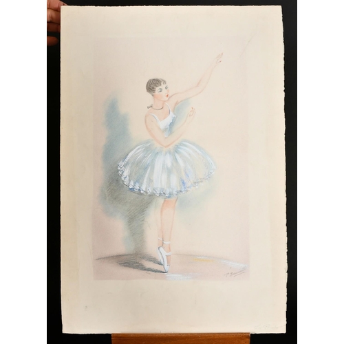 183 - P. Berriand, Ballet dancers, mixed media, both signed and inscribed in pencil, paper size 22