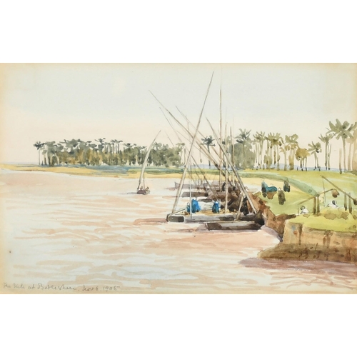192 - Circle of John Varley Jnr, Views on the Nile, watercolours, both inscribed in pencil and dated 1905,... 