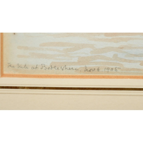 192 - Circle of John Varley Jnr, Views on the Nile, watercolours, both inscribed in pencil and dated 1905,... 