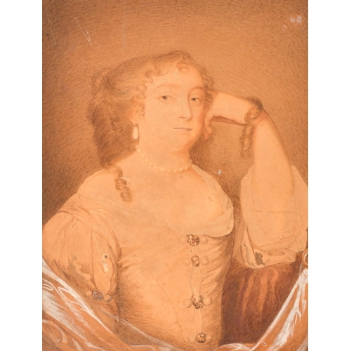 193 - English School (early 19th Century) A miniature portrait of Anne Hyde, Duchess of York, after Lely, ... 