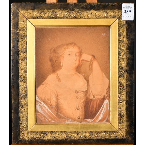 193 - English School (early 19th Century) A miniature portrait of Anne Hyde, Duchess of York, after Lely, ... 