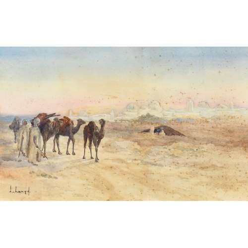 203 - Lowes Dalbiac Luard (1972-1944), 'Evening View of Kairouan', watercolour, signed, exhibition label v... 