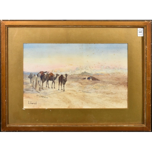 203 - Lowes Dalbiac Luard (1972-1944), 'Evening View of Kairouan', watercolour, signed, exhibition label v... 