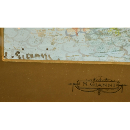 204 - Yves Gianni (19/20th Century) Italian,  'The flower stall', watercolour/gouache, signed, 15.75