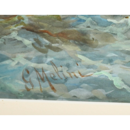 205 - Giovanni Melini, 'Preparing for the days fishing', watercolour/gouache, signed, 12.5