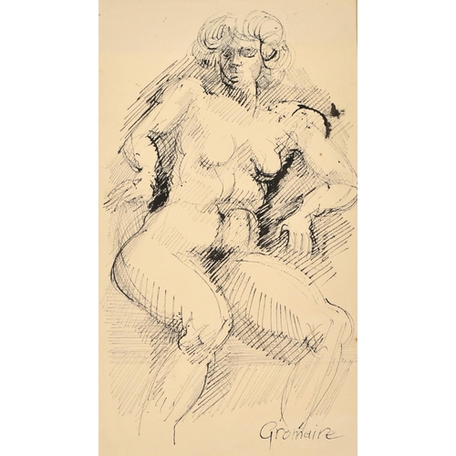211 - Marcel Gromaire (1892-1971) French, Study of a nude woman, pen and ink, signed, 13