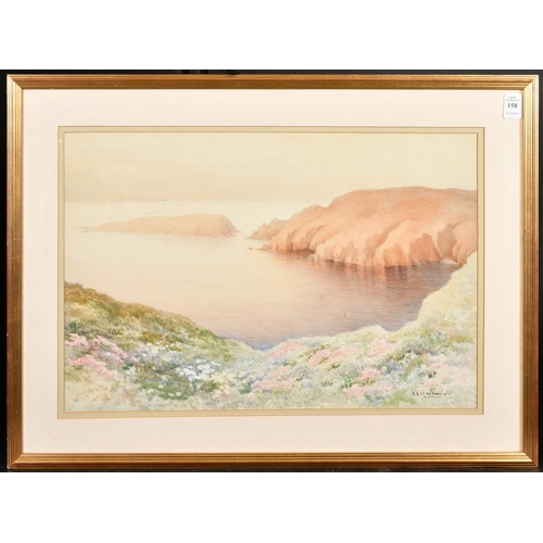 213 - Ethel Sophia Cheeswright (1874-1977) British, A coastal scene with wildflowers, watercolour, signed,... 