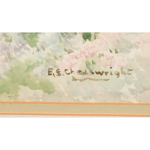 213 - Ethel Sophia Cheeswright (1874-1977) British, A coastal scene with wildflowers, watercolour, signed,... 