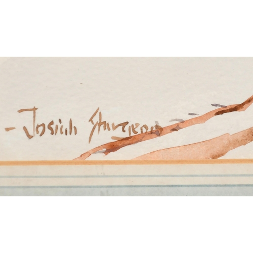 220 - Josiah Sturgeon (1919-1999) British, Boats in a walled harbour at low tide, watercolour, signed, Bes... 