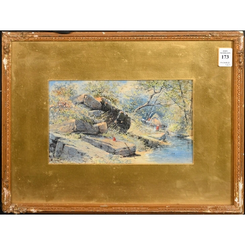 225 - George James Knox (1884-1897) British, A pair of river landscapes with large stone rocks and boulder... 