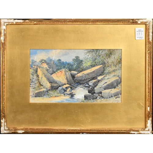 225 - George James Knox (1884-1897) British, A pair of river landscapes with large stone rocks and boulder... 
