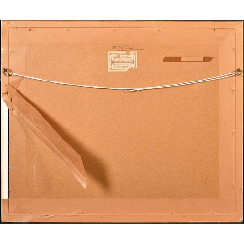 227 - W. Bennett, A man on the edge of a wood using a wood stump to trim cut branches, watercolour, signed... 