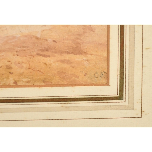 228 - Attributed to A.V. Copley Fielding (1787-1855) British, Figures resting on a track with a dog before... 