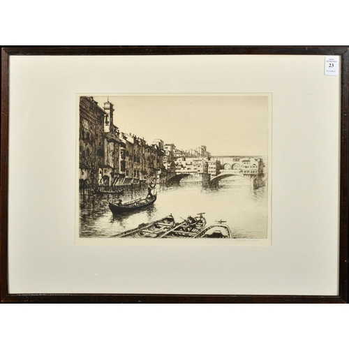 23 - William Douglas Macleod (1892-1963), 'Ponte Vecchio, Florence', etching, signed in pencil, 9.25