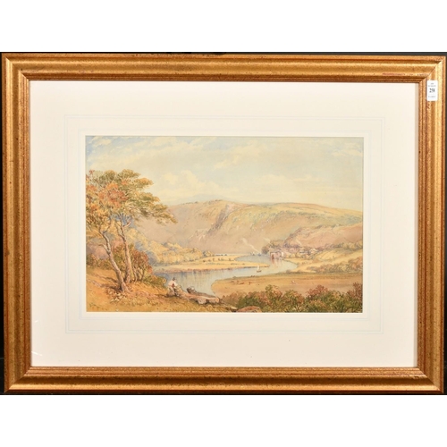 234 - Philip Mitchell (1814-1896), British, An extensive landscape with a figure by a tree trunk, a windin... 