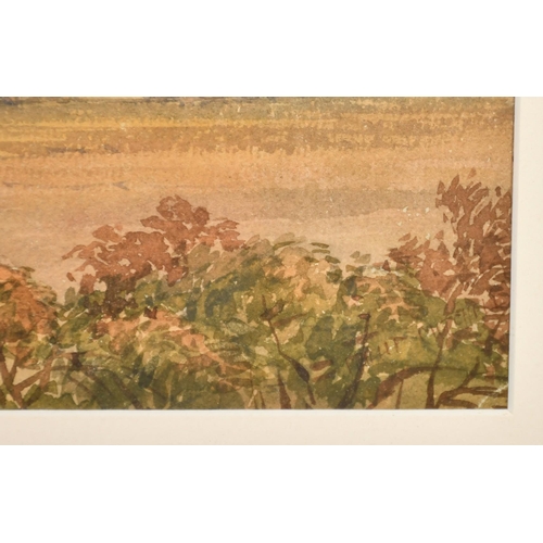 234 - Philip Mitchell (1814-1896), British, An extensive landscape with a figure by a tree trunk, a windin... 