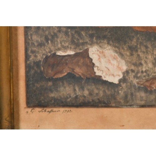 235 - G. Schaffner, Circa 1792, a pair of pastoral scenes of figures with livestock, watercolour and gouac... 