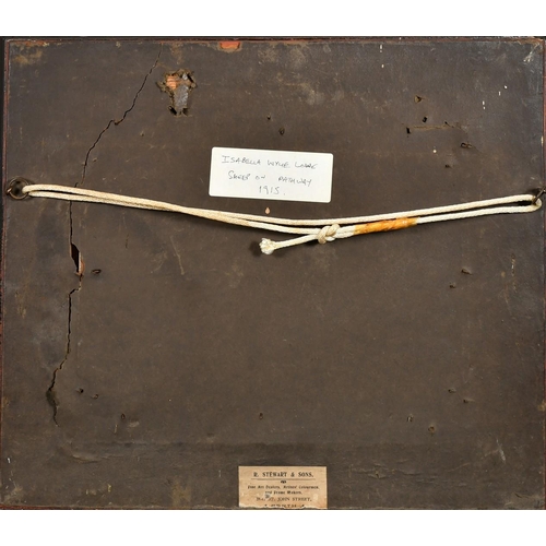 238 - Isabella Wylie Lowe, Sheep on a country lane, watercolour, signed and dated 1915, 8.25