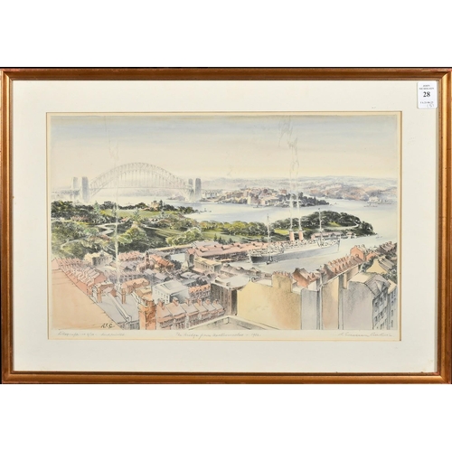 28 - Robert Emerson Curtis (1898-1996) British/Australian, a set of four lithographs of Sydney Harbour Br... 