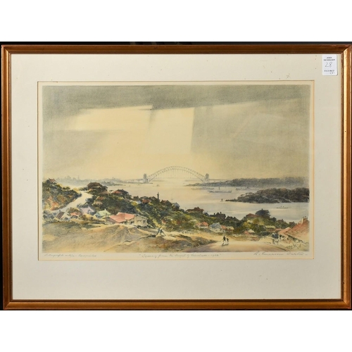 28 - Robert Emerson Curtis (1898-1996) British/Australian, a set of four lithographs of Sydney Harbour Br... 