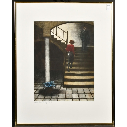 36 - Peter Kosowicz, 'Up the stairs Darkly',  coloured aquatint, inscribed in pencil and annotated P/P I ... 