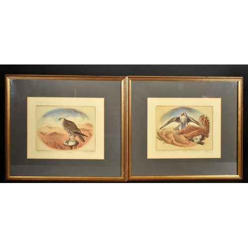 48 - 20th Century, a group of six prints relating to birds of prey, each signed and inscribed in pencil, ... 