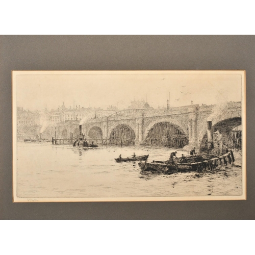 56 - William Lionel Wyllie (1851-1931), Waterloo Bridge, etching, signed in pencil, plate size 7.5