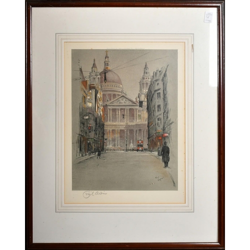 58 - Cecil Aldin, 'Westminster Abbey' and 'St Paul's', two pencil signed colour prints, plate size 15.75