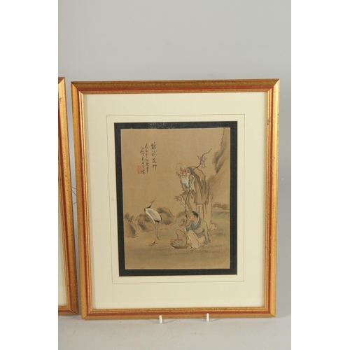 10 - A PAIR OF CHINESE PAINTINGS ON SILK, each inscribed upper left with red seal mark, framed and glazed... 