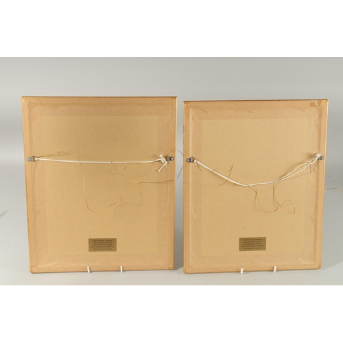 10 - A PAIR OF CHINESE PAINTINGS ON SILK, each inscribed upper left with red seal mark, framed and glazed... 