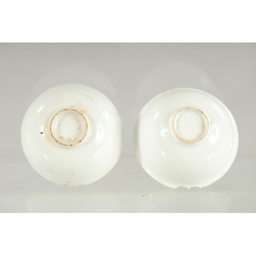 33 - TWO VERY SMALL CHINESE TATHONG CHANNEL SHIPWRECK TEA BOWLS, 1969, (af), 5cm diameter.