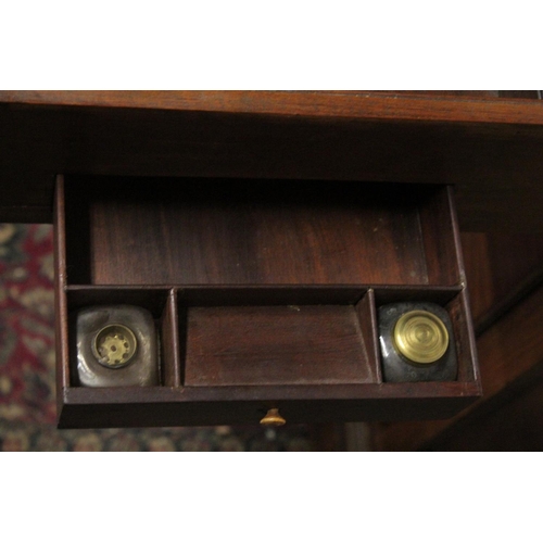 1013 - A LARGE GEORGIAN MAHOGANY STANDING BOOKCASE the top with double panel glazed doors, the base with sl... 