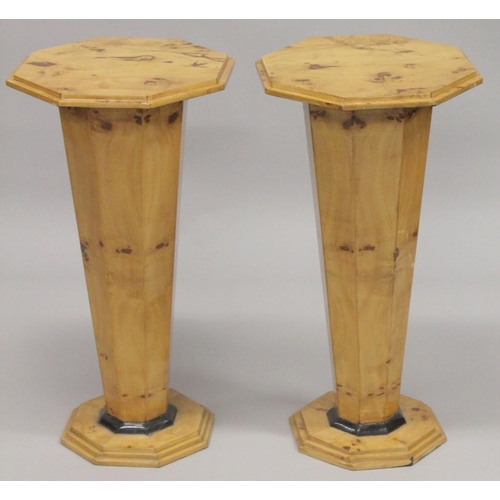 1024 - A PAIR OF ART DECO STYLE OCTAGONAL STANDS. 2ft 7is high.