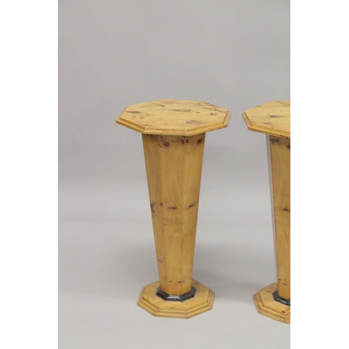 1024 - A PAIR OF ART DECO STYLE OCTAGONAL STANDS. 2ft 7is high.