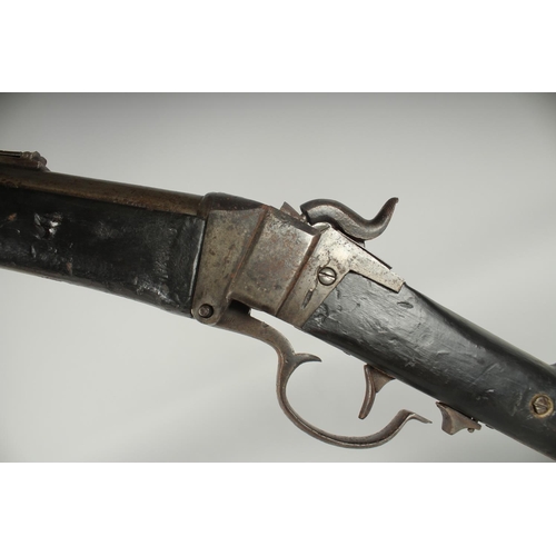 1337 - A SHARP'S TYPE SLANT BREECHED PERCUSSION RIFLE. 57