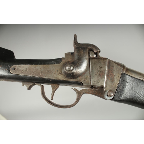 1337 - A SHARP'S TYPE SLANT BREECHED PERCUSSION RIFLE. 57