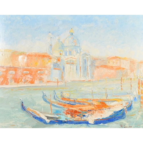 1 - 20th Century Italian School, a view of gondolas on a Venetian Canal, oil on canvas, indistinctly sig... 