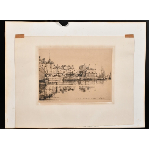 115 - Eugene Bejot, View of the Port St. Catherine, Honfleur, etching, signed in pencil, 6