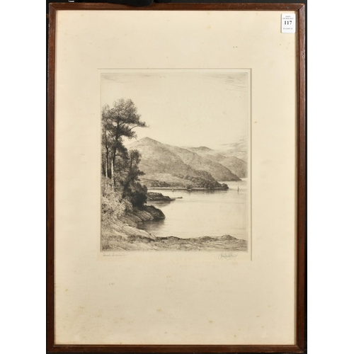 117 - John Fullwood (1854-1931), 'Loch Lomond', drypoint etching, signed and inscribed in pencil, 12